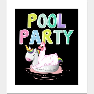 Pool Party Llama Unicorn Float Funny Llama Gift Tank Top Posters and Art